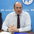 El presidente de Murcia, Pedro Antonio Sánchez, en una reunión de la ejecutiva autonómica del PP.
