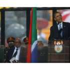 El presidente de EEUU, Barack Obama, durante el discurso en el funeral de Mandela.