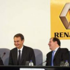 El presidente de Renault España, Jean Pierre Laurent; Rodríguez Zapatero, Juan Vicente Herrera y el