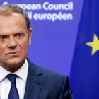 Donald Tusk habla ante la prensa tras conocerse los resultados del referéndum británico, este viernes.