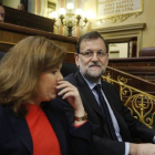 Mariano Rajoy y Soraya Sáenz de Santamaría, este miércoles en el Congreso.