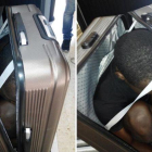 El inmigrante que intentó pasar la frontera en Ceuta oculto en una maleta.