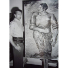 Gary Cooper, con el retrato que le hizo Quintanilla.