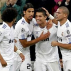Cristiano celebra su gol con Marcelo, Khedira y Pepe