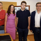 Sergio Estremera, Cristina Santos, directora de Zona en León del Banco Sabadell, Jaime Santos y Marcelino Sión. MARCIANO PÉREZ