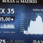 Un panel indicador de la evolución del Ibex, la semana pasada en la Bolsa de Madrid.