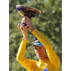 Wiggins, tras proclamarse campeón del Tour de Francia.