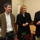 El director de la Banda de Música, la directora de coros y el vicerrector de la Universidad de Vigo