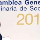El presidente del Real Madrid, Florentino Pérez, durante la asamblea celebrada ayer.