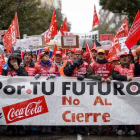 La cabeza de la manifestación de apoyo a los trabajadores de Coca-Cola.