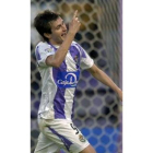 El delantero pucelano celebra uno de los goles que logró ayer
