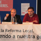Julio Fernández, Gaspar Zarrías, Tino Rodríguez y Santiago Dorado, ayer en La Robla.
