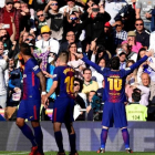 Messi y los jugadores del Barça celebran el segundo gol anotado en el Bernabéu el pasado 23 de diciembre.