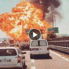 Explosión en una carretera cerca del aeropuerto de Bolonia. /