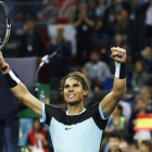 Nadal celebra su triunfo frente a Raonic en el Masters de Shanghái