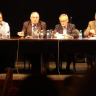 Valls, Basanta, Martínez y Morales, en el Teatro Villafranquino. AFB