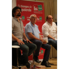 Sarrión, Lara y Fernández, ayer en el mitin en Ponferrada.