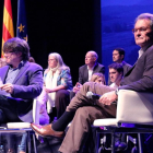 Puigdemont y Mas en la reunión del PDECat de este sábado.