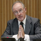 El ex presidente de Bankia, Rodrigo Rato, durante su comparecencia en el Congreso.