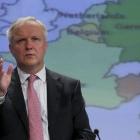 Olli Rehn, durante una rueda de prensa en Bruselas.