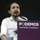 El líder de Podemos, Pablo Iglesias, durante la clausura de la Asamblea Ciudadana.