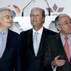 Trichet, con el presidente de la Asociación de Mercados Financieros, Enrique Prados, y Ordóñez.