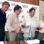 Juan Carlos González, Eugenio González, Ángel Hernández y Félix González durante la rueda de prensa