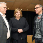Los responsables de CSI-F, FSP UGT y FSC-CC.OO., en Castilla y León, ayer en Valladolid.