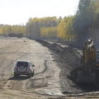 La imagen muestra las obras de la alta velocidad en Vega de Infanzones.