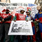 Trabajadores de Nueva Rumasa manifestándose por las calles de Madrid.