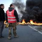 Huelga de trabajadores de una refinería Total en Donges, en el oeste de Francia.