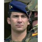 El Príncipe Felipe, ayer, en unas maniobras militares en Huelva