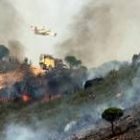 Imagen de las labores de extincion del incendio en las Minas de Río Tinto