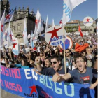 Manifestantes en defensa del gallego.