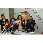 La consejera de Economía y Hacienda, Pilar del Olmo, ayer, durante su intervención en la sede de la empresa Stac, en el polígono de La Rozada. L. DE LA MATA