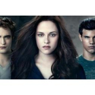 Robert Pattinson (como Edward Cullen), Kristen Stewart (Bella Swan) y Taylor Lautner (Jacob Black).