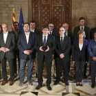 El president catalán Carles Puigdemont y su gobierno ayer, tras el referéndum ilegal celebrado en Cataluña.
