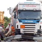 Estado en el que quedó el camión siniestrado después del accidente.