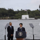 El presidente de EE UU, Barack Obama, y el primer ministro japonés, Shinzo Abe. BRUCE OMORI