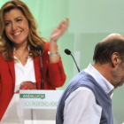 Rubalcaba y Susana Díaz, durante la clausura del congreso del PSOE.