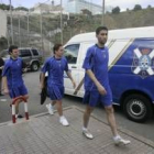 Rubén, Dani, Víctor y Asier, a su llegada a los campos del mundialito