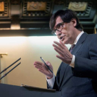 El ministro de Sanidad, Salvador Illa, ayer en rueda de prensa. MARTA PÉREZ