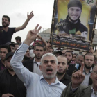 El líder de Hamas en Gaza, Yahya Sinwar, durante unas protestas el pasado abril.