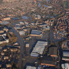Vista aérea de la ciudad de York, anegada por el agua.