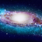 Representación artística de la Vía Láctea con los extremos deformados.