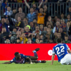Dembélé, tras la dura entrada.
