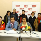 Los representantes sindicales, en la rueda de prensa.