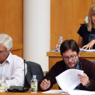 María Eugenia Gancedo con los dos únicos concejales del PSOE que repiten en su lista.