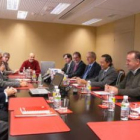 Los ejecutivos de Endesa y los responsables de la Ciuden, ayer en la sede de la fundación.