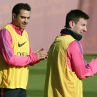 Xavi Hernández y Messi en Sant Joan Despí.